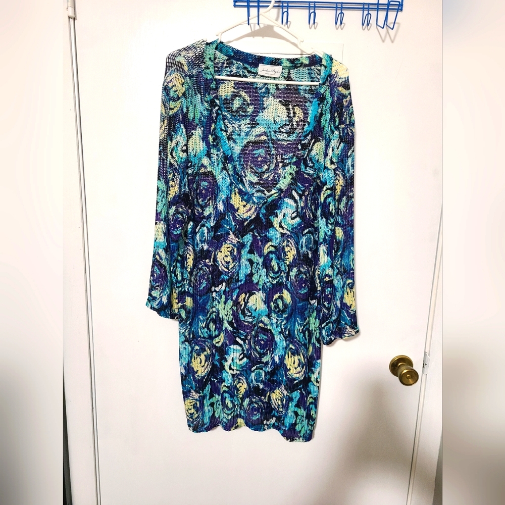 Jordan Taylor Size Xl 3/4 Sleeve V-neck Swimsuit Coverup Cruise Ready. NWOT